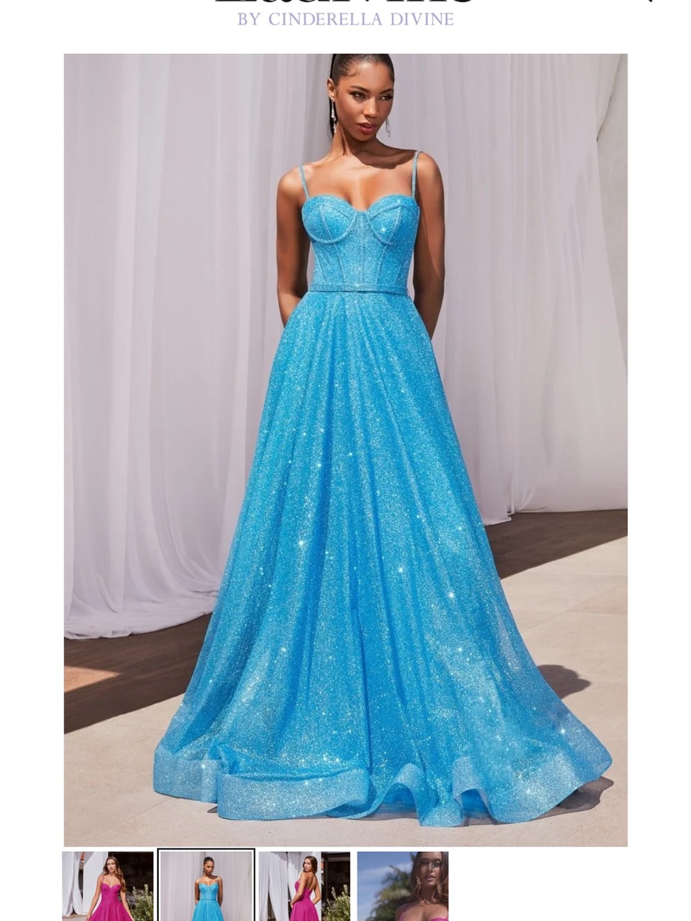 Sparkling Ice Blue A-Line Prom Gown